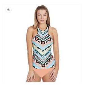 Seafolly Kasbah High Neck Tankini Women’s US 12 Nectar Colorful Racerback Modest